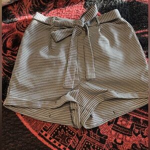 Black and White Gingham Women Shorts
